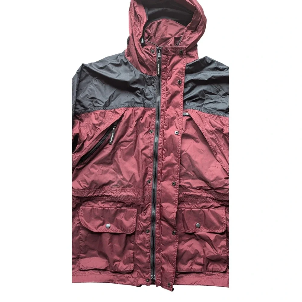Vintage Woolrich Colorblock Windbreaker Set – Maroon‎ & Black Large Gorpcore